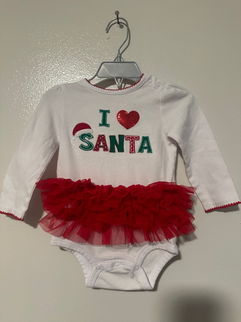 I Heart Santa Red Tutu Baby Bodysuit